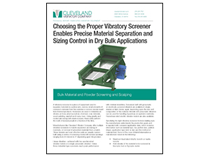 Technical Article: Choosing the Proper Vibratory Screener Enables Precise Material Separation and Sizing Control in Dry Bulk Applications